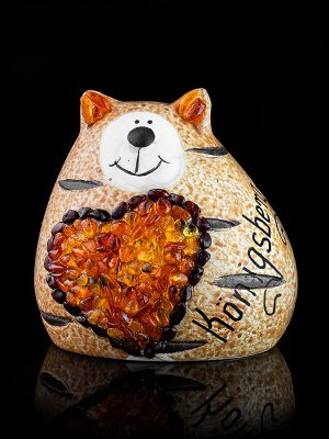 Декоративный керамический сувенир с янтарём «Толстый кот», 005503128