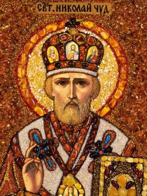 Икона «Святой Николай Чудотворец» из янтаря, 006902366