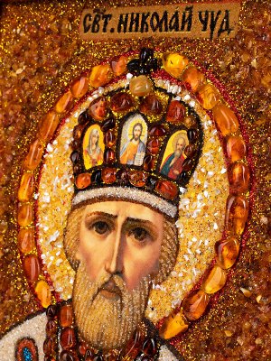 Икона «Святой Николай Чудотворец» из янтаря, 006902366
