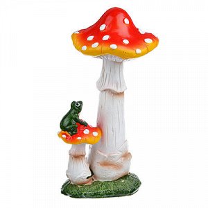 INBLOOM Фигурка садовая "Гриб с лягушкой", 13х25х11.5, полирезин