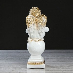 Статуэтка "Ангел с книгой", бело-золотистая, 34 см