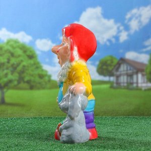 Садовая фигура "Гном с кроликом", разноцветный, 38 см, микс
