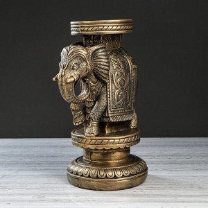 Статуэтка-подставка декоративная "Слон индийский", бронзовая, 34 см