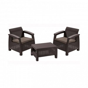 Набор мебели Corfu weekend, 3 предмета: стол, 2 кресла, искусственный ротанг, коричневый