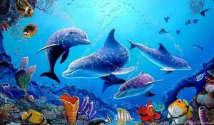 3Д открытка 3Д "Дельфины" 9*14 см
