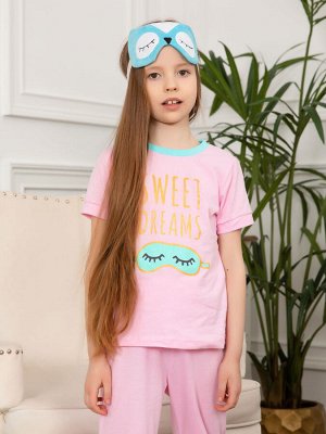 Розовая футболка (пижама) для девочки (16686)