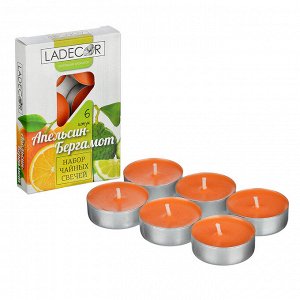 LADECOR Набор свечей чайных ароматических, 6шт, парафин, 5 ароматов