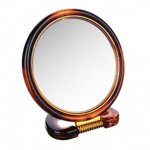 ЮниLook Зеркало настольное круглое, пластик, стекло, d14,5см, коричнево-золотое, 417-6