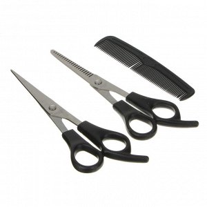 GALANTE Набор: ножницы парикмахерские 2шт 17,7см + расческа 12,4см, металл, пластик