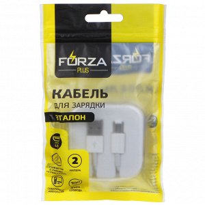 Кабель для зарядки FORZA Эталон, Micro USB, 1м, 2А, в пластиковом боксе, белый