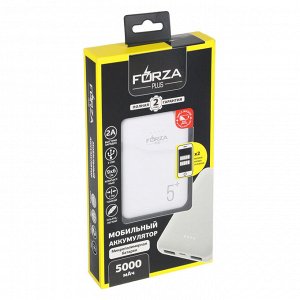 Аккумулятор мобильный FORZA, 5000мАч, 2 USB, 2A, 2 дизайна