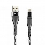 Дата-кабель Smartbuy MicroUSB CARBON CANDY черный, 2 A, 1 м (ik-12CAC black)