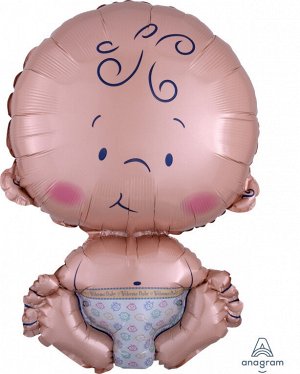 1207-0104 Шар-фигура, фольга, "Новорожденный. Малыш" (AN), 16"/41 см х 24"/61 см