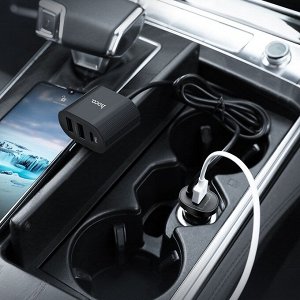 NEW ! Автомобильное зарядное устройств HOCO Z35 Companheiro, USB + разветвитель 2*USB+USB-C 2.4A