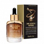 Farmstay Омолаживающая сыворотка с пептидами и золотом 24K Gold &amp; Peptide Signature Ampoule