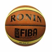 BGM-7 Мяч баскетбольный Ronin, №7, 600-650гр, экокожа,12 панелей, коричн. с желт.полос /соревн. и тр