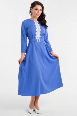Платье "Глория" с пояском (синий индиго, кружево) П1360-11