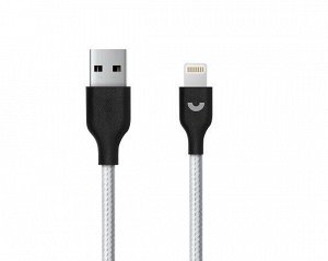 Кабель Prime Line Lightning - USB нейлон, серый, 7225