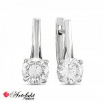 Серебряные серьги  925 пробы с бесцветными фианитами - 209 - распродажа