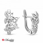 Серебряные серьги 925 пробы с бесцветными фианитами - 587 - распродажа