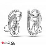 Серебряные серьги с бесцветными фианитами - 341 - распродажа
