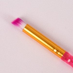 Кисть для макияжа «Хрусталь», двусторонняя, с аппликатором, 13,5 см, цвет розовый