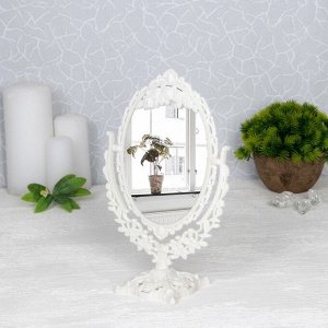 Зеркало настольное «Ажур», двустороннее, с увеличением, зеркальная поверхность 11 ? 16 см, цвет белый