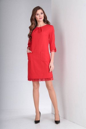 Платье TVIN 7390 красный с красной отделкой