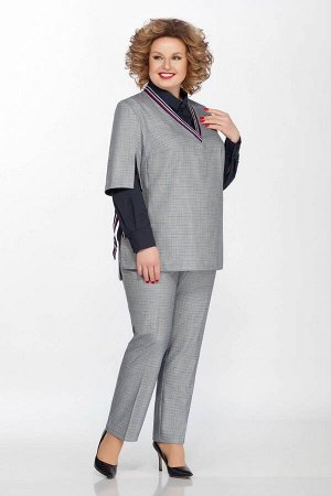 Комплект Комплект LaKona 1174 с-серый 
Рост: 164 см.

Комплект трех предметный: туника, брюки, блузка. Туника средней длины полуприлегающего силуэта выполнена из костюмной ткани в классическом стиле 