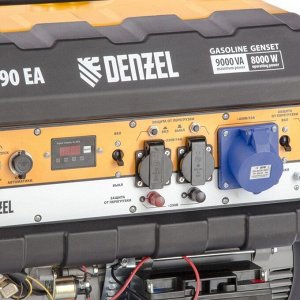 Генератор бензиновый Denzel PS 90 EA 946934, 4Т, 9000 Вт, 230 В, 25 л, коннектор автоматики   456470