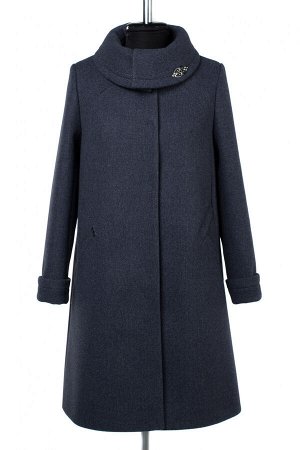 01-09525 Пальто женское демисезонное валяная шерсть Сине-серый