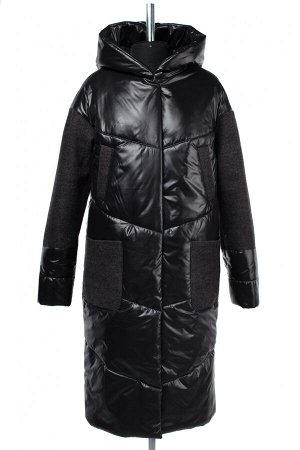 01-09231 Пальто женское демисезонное валяная шерсть/плащевка черный
