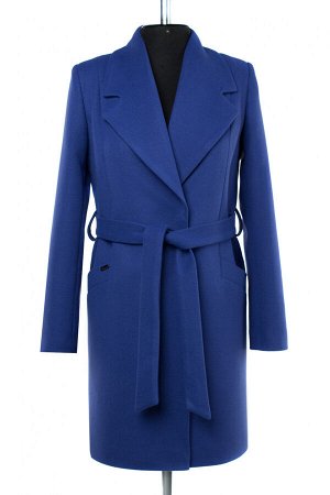 01-09335 Пальто женское демисезонное (пояс) Кашемир синий