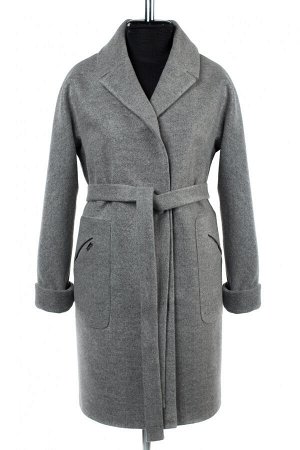 01-09338 Пальто женское демисезонное (пояс) валяная шерсть серый