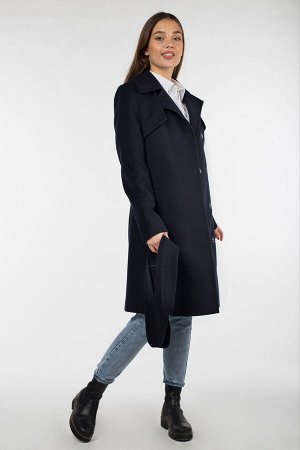 01-09426 Пальто женское демисезонное (пояс) Кашемир темно-синий