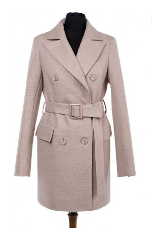 01-09641 Пальто женское демисезонное (пояс) валяная шерсть розовый меланж