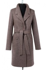 01-09629 Пальто женское демисезонное (пояс) валяная шерсть серо-розовый