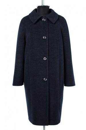 01-09424 Пальто женское демисезонное Микроворса/Рубчик сине-черный