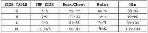 Купальник Женский раздельный купальник. Размерная сетка внутри. "Cup" - размер чашек, "Bust" - обхват груди, "Waist" - обхват талии, "Hip" - обхват бедер.