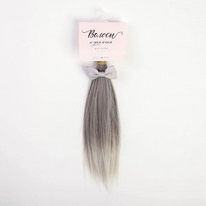 Волосы - тресс для кукол «Пепельно-серые прямые», длина волос: 25 см, ширина: 150 см