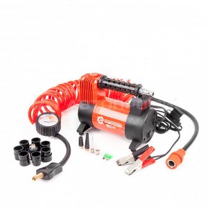 Компрессор воздушный АГРЕССОР, 50 л./мин., 12V/23A, 280W, 10 Атм., съёмный шланг 5 м., клапан для регулир. давления, питание от АКБ, защита от перегрева, набор из 4-х переходников для надувн. изделий,
