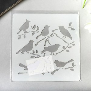 Трафарет пластик "Птицы на ветках" 13х13 см