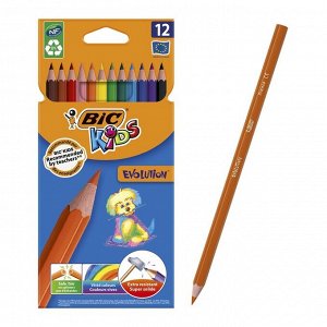 Карандаши 12 цветов BIC Kids Evolution ECOlutions, пластиковые