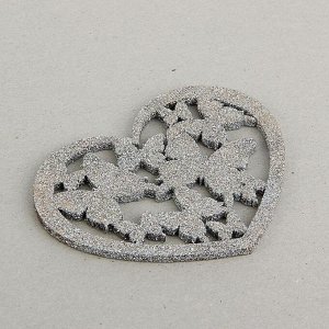 Декор "Сердце с бабочками", серебряный блеск, 12 х 12 см