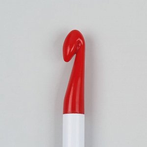 Крючок для вязания, d = 8 мм, 14 см, цвет белый/красный
