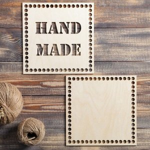Набор заготовок для вязания "Квадрат, Hand made", донышко фанера (2 в 1), 20x20 см, d=9мм