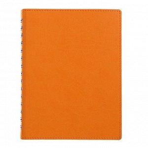 Бизнес-блокнот А5, 120 листов на гребне «Оранжевый», искусственная кожа, прошивка, в индивидуальной упаковке