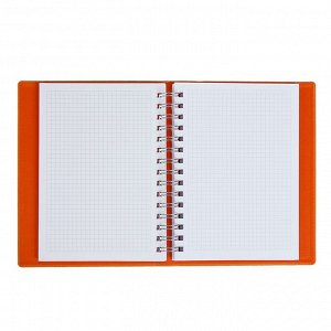 Бизнес-блокнот А5, 120 листов на гребне «Оранжевый», искусственная кожа, прошивка, в индивидуальной упаковке
