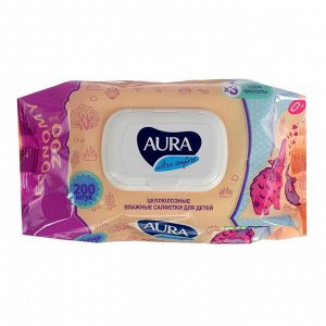 Влажные салфетки для детей Aura Ultra Comfort с крышкой, 200шт