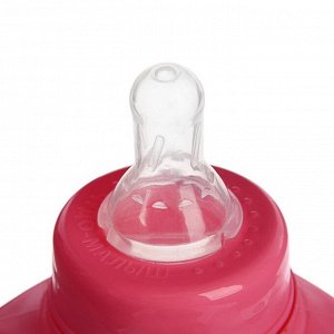 Бутылочка для кормления «Мишка Полли» детская приталенная, с ручками, 150 мл, от 0 мес., цвет розовый